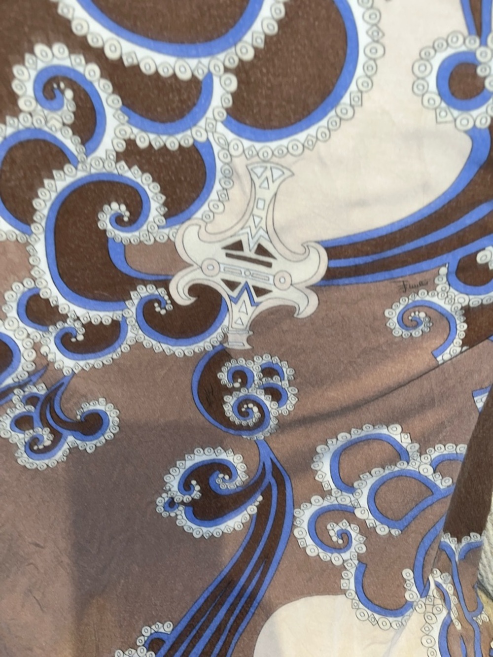 Emilio Pucci Brown & Blue Swirl-Print Long Sleeve Top